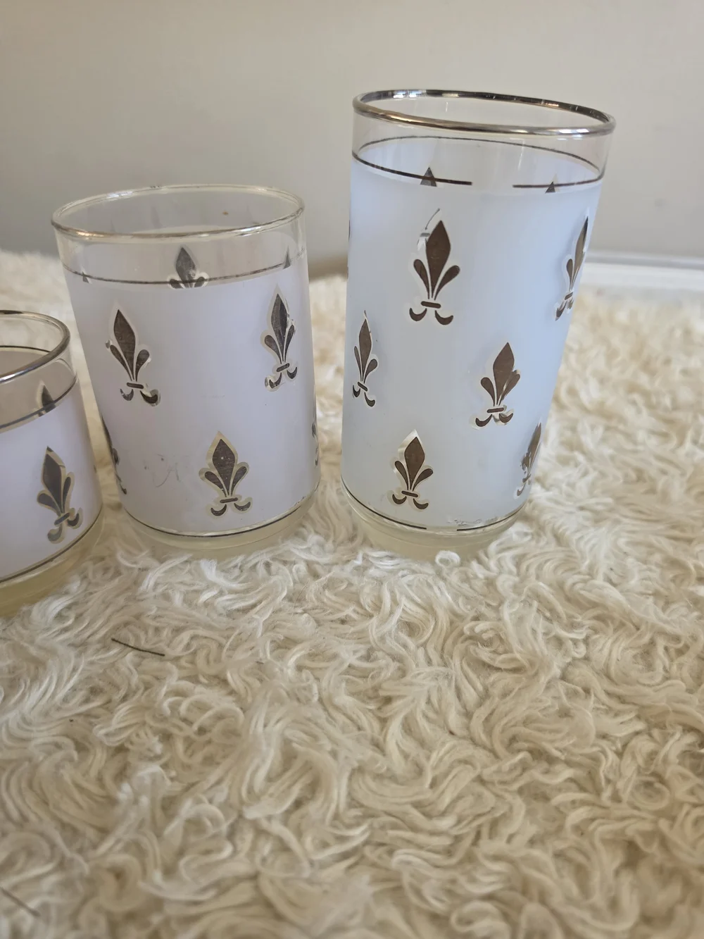 Vintage Libbey Frosted Glass Tumblers Set of 4 Fleur De Lis Pattern